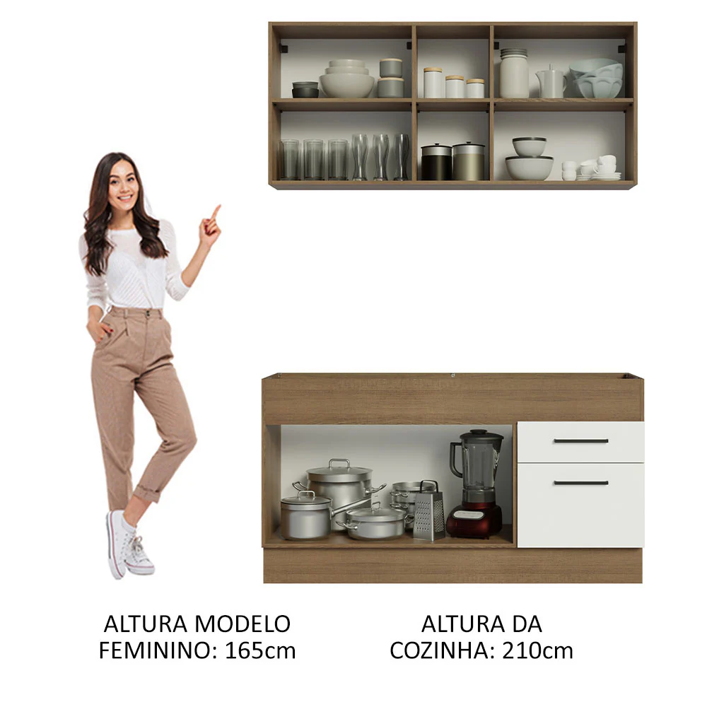 Armário de Cozinha Compacta 150cm Rustic/Branco Agata Madesa 02 - Image 5