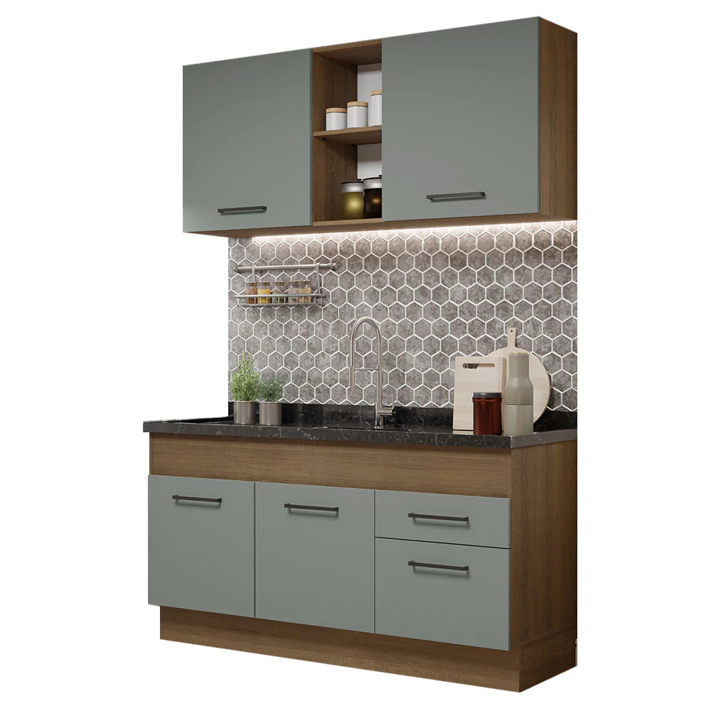 Armário de Cozinha Compacta 150cm Rustic/Cinza Agata Madesa 02 - Image 2