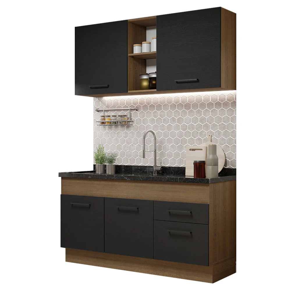 Armário de Cozinha Compacta 150cm  Rustic/Preto Agata Madesa 02 - Image 2