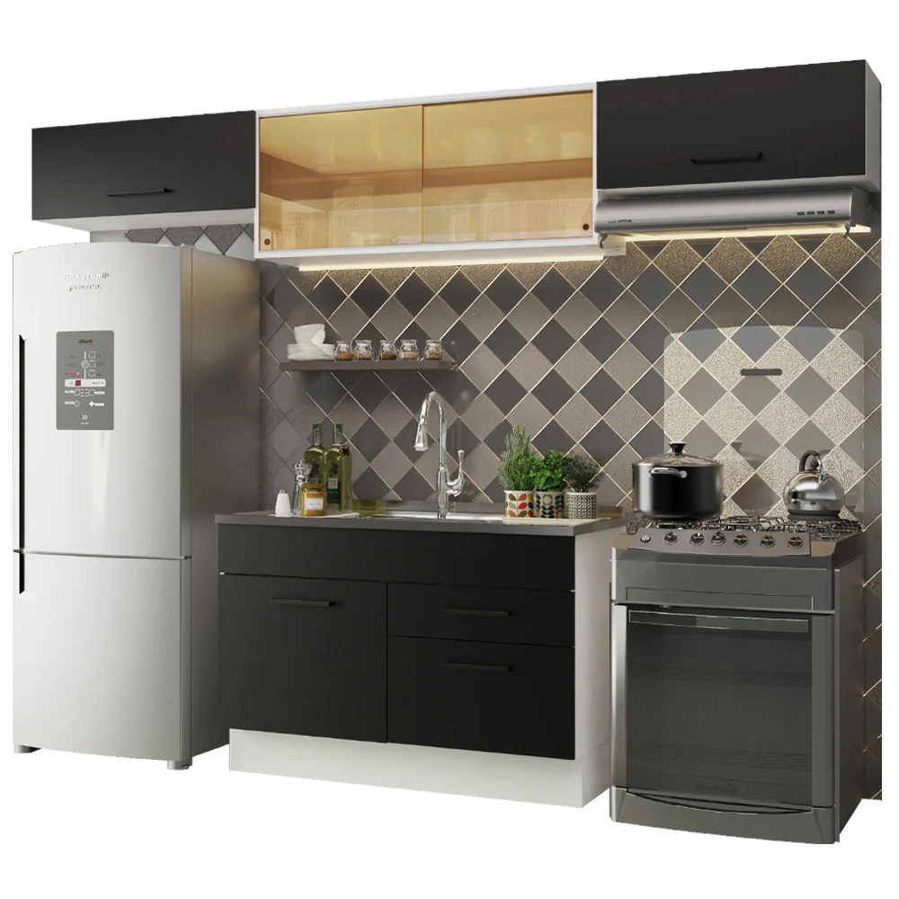 Armário de Cozinha Compacta 280cm Branco/Preto Agata Madesa 01 - Image 2