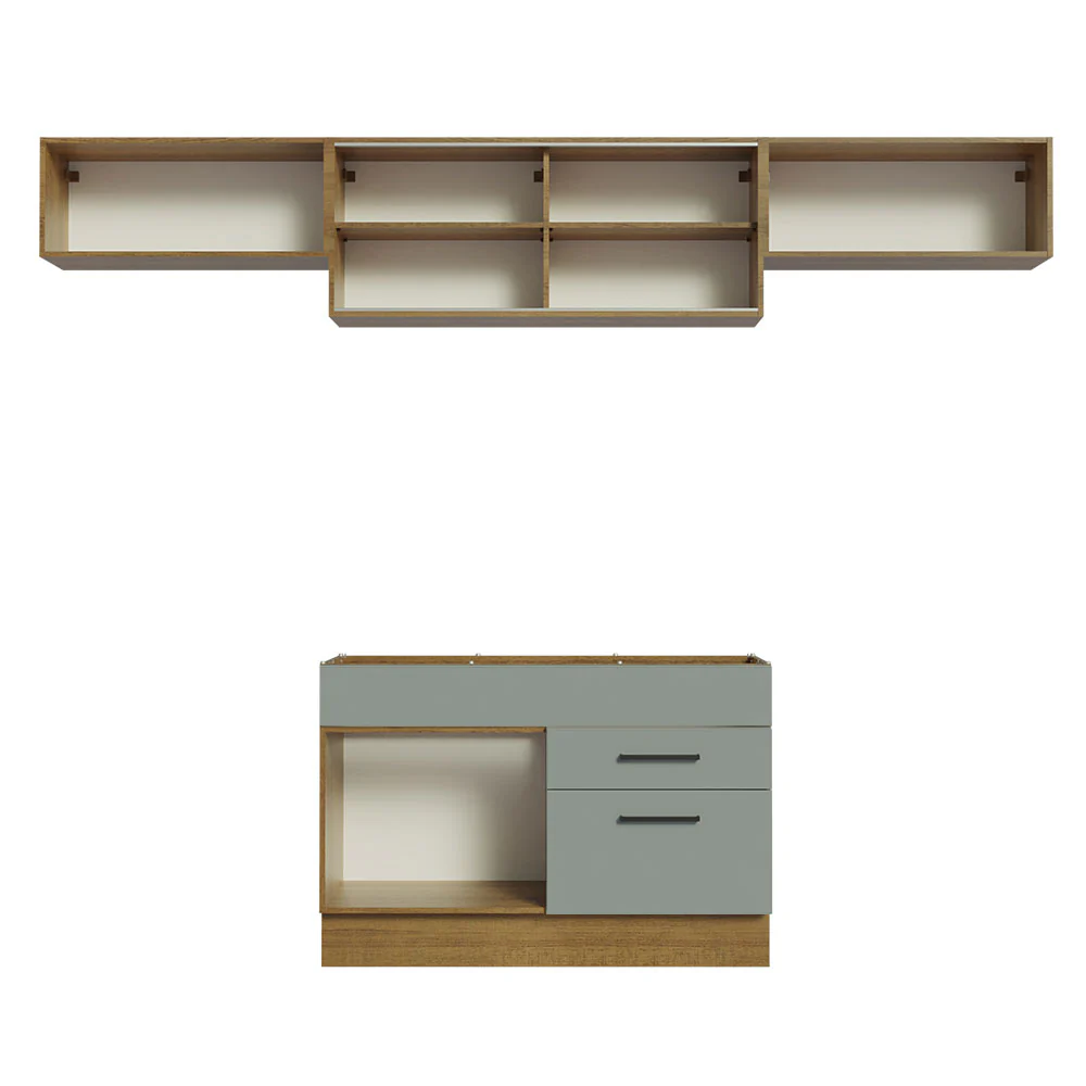 Armário de Cozinha Compacta 280cm Rustic/Cinza Agata Madesa 01 - Image 11