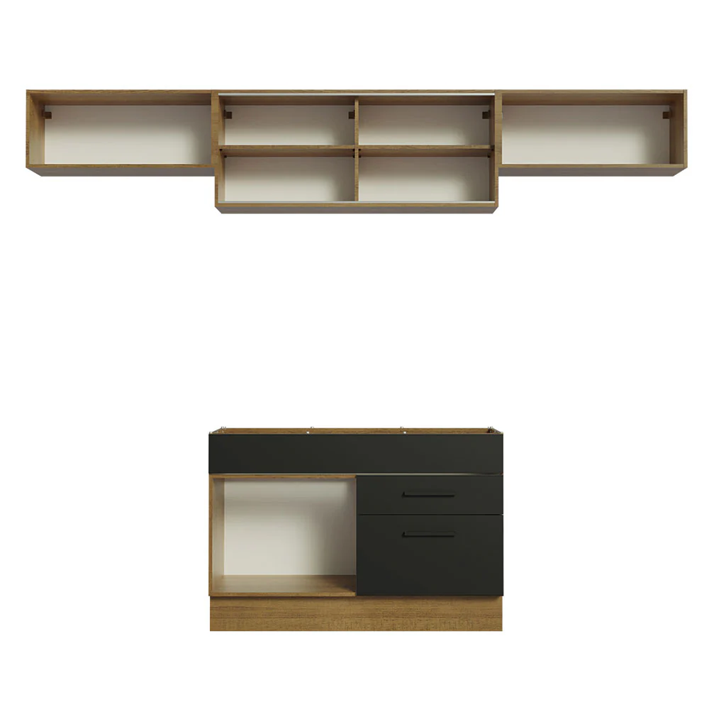 Armário de Cozinha Compacta 280cm Rustic/Preto Agata Madesa 01 - Image 11