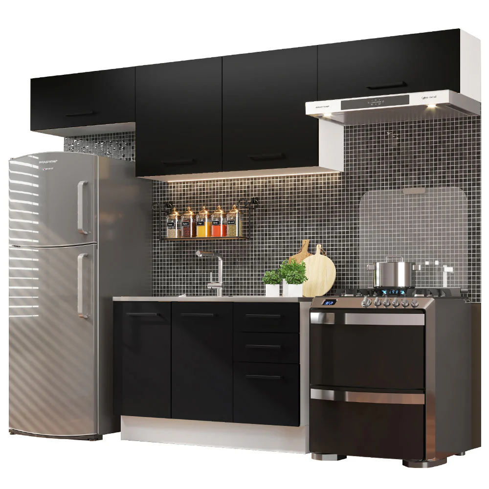 Armário de Cozinha Compacta 280cm Branco/Preto Agata Madesa 02 - Image 2