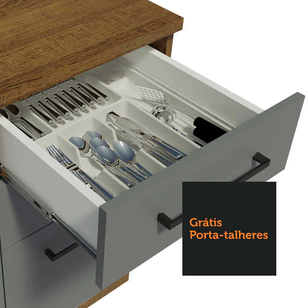 Armário de Cozinha Compacta 280cm Rustic/Cinza Agata Madesa 02 - Image 7