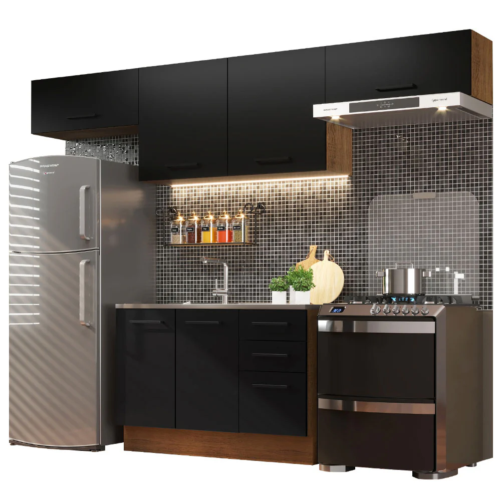 Armário de Cozinha Compacta 280cm Rustic/Preto Agata Madesa 02 - Image 2