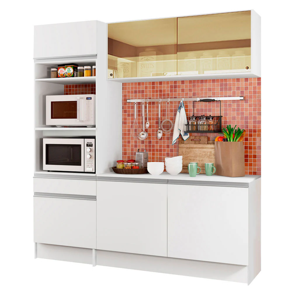 Armário de Cozinha Compacta 180cm Branco Diamante Madesa 86 - Image 2