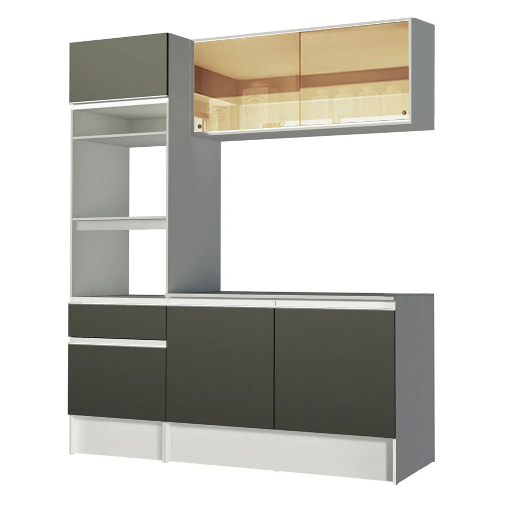 Armário de Cozinha Compacta 180cm Branco/Preto Diamante Madesa 86 - Image 10