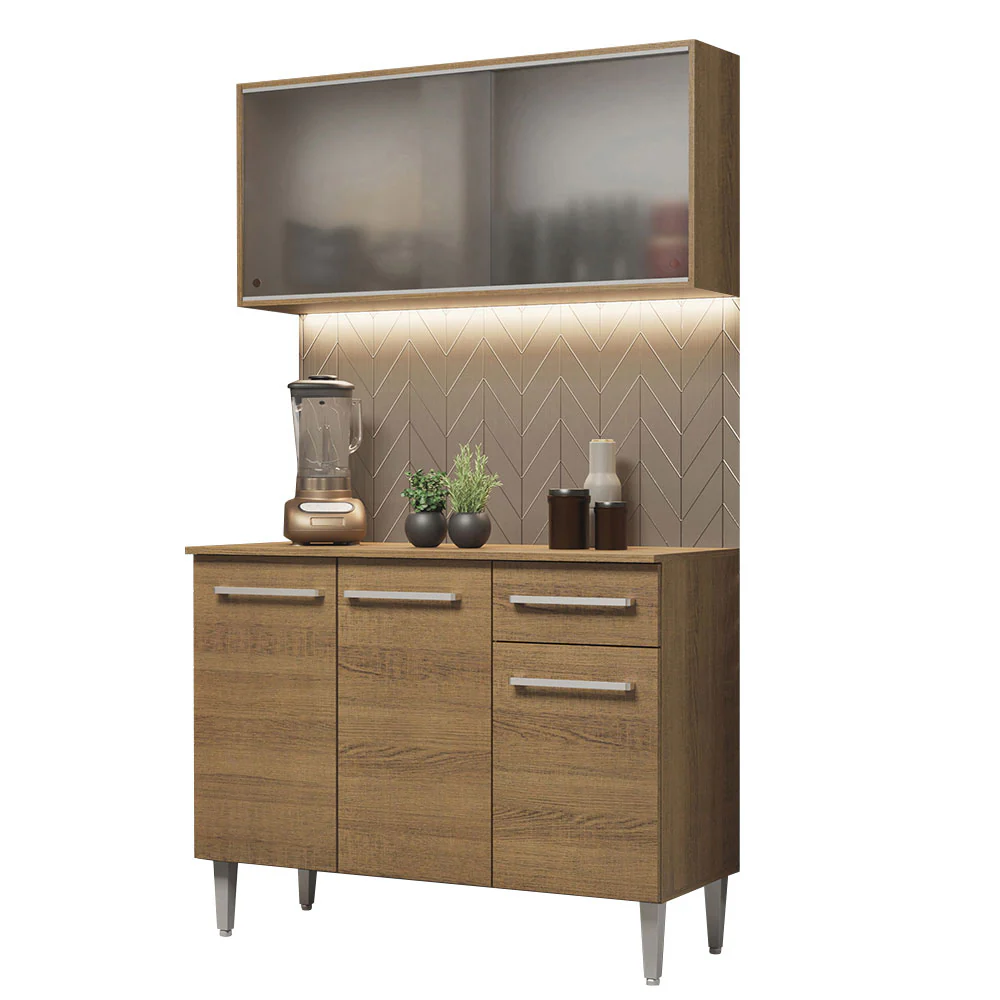 Armário de Cozinha Compacta Emilly 105cm com Armário e Balcão Rustic Emilly Madesa 01 - Image 2