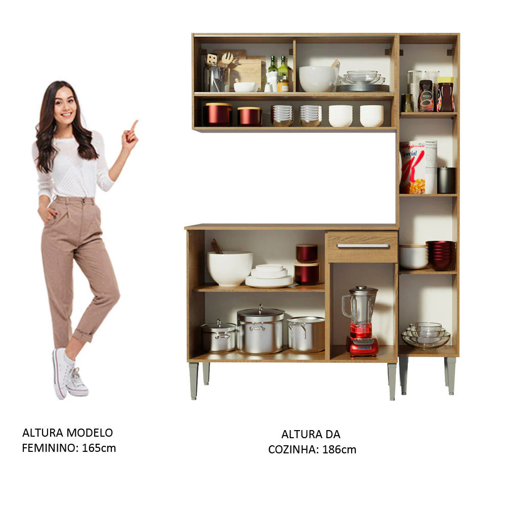 Armário de Cozinha Compacta 137cm Rustic Emilly Art Madesa 04 - Image 5