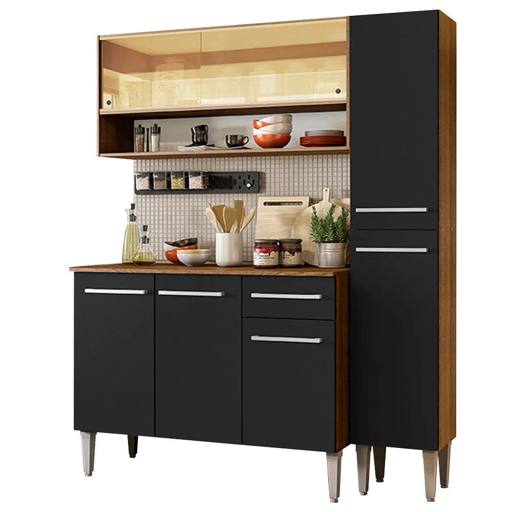 Armário de Cozinha Compacta 137cm Rustic/Preto Emilly Art Madesa 04 - Image 2