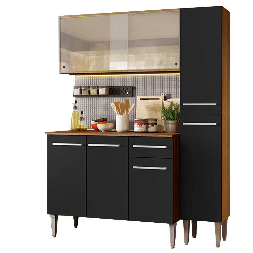 Armário de Cozinha Compacta 137cm Rustic/Preto Emilly Force Madesa 02 - Image 2