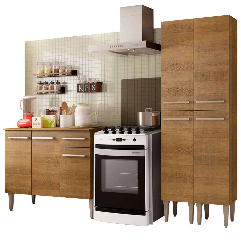 Armário de Cozinha Compacta com Balcão e Paneleiro Rustic Emilly Front Madesa - Image 2