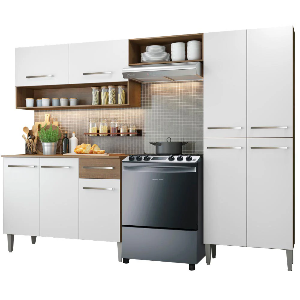 Armário de Cozinha Compacta 229cm Branco/Rustic Emilly Pop Madesa 02 - Image 2