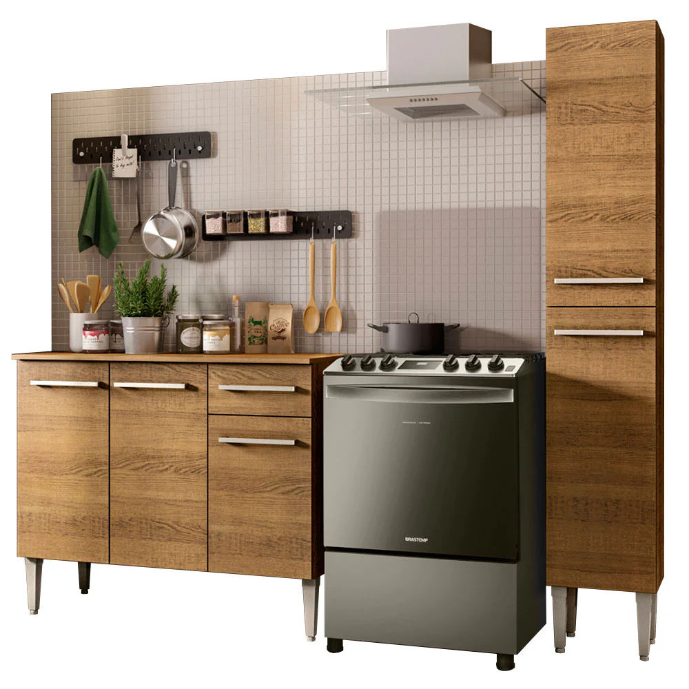 Armário de Cozinha Compacta 137cm Rustic Emilly Silver Madesa 01 - Image 2