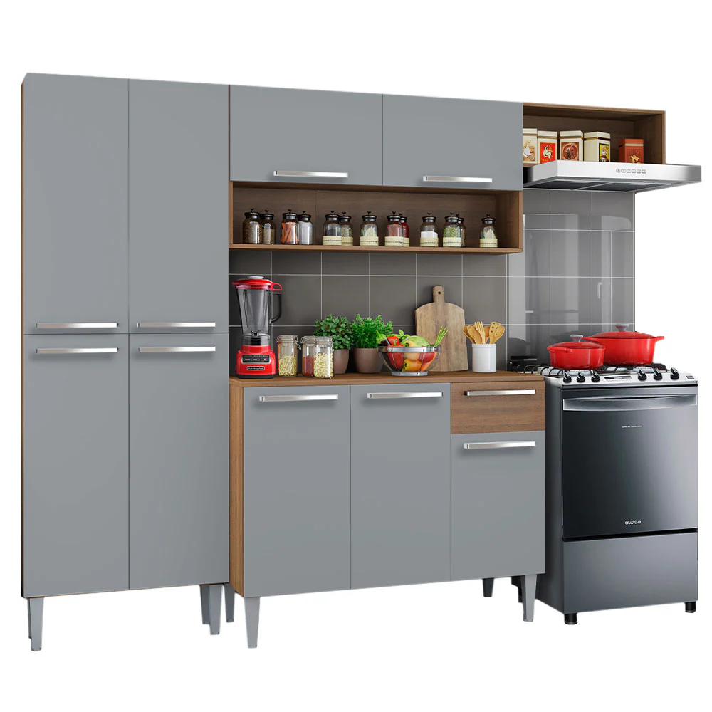 Armário de Cozinha Compacta Rustic/Cinza Emilly Top Madesa - Image 2