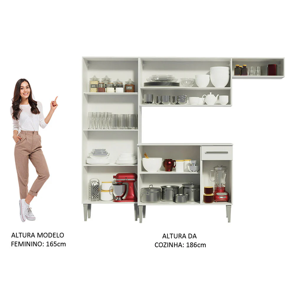Armário de Cozinha Compacta Branco Emilly Top Madesa - Image 5