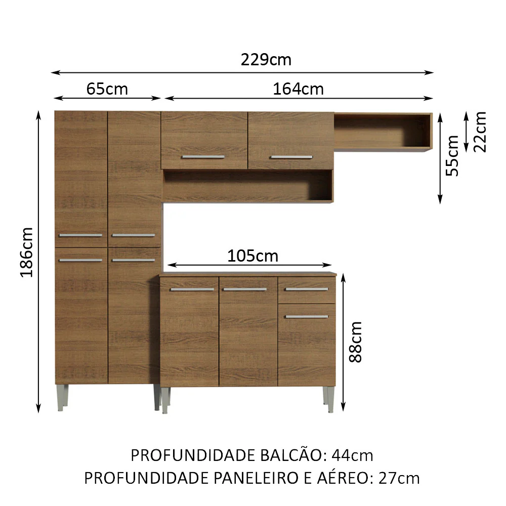 Armário de Cozinha Compacta Rustic Emilly Top Madesa - Image 3