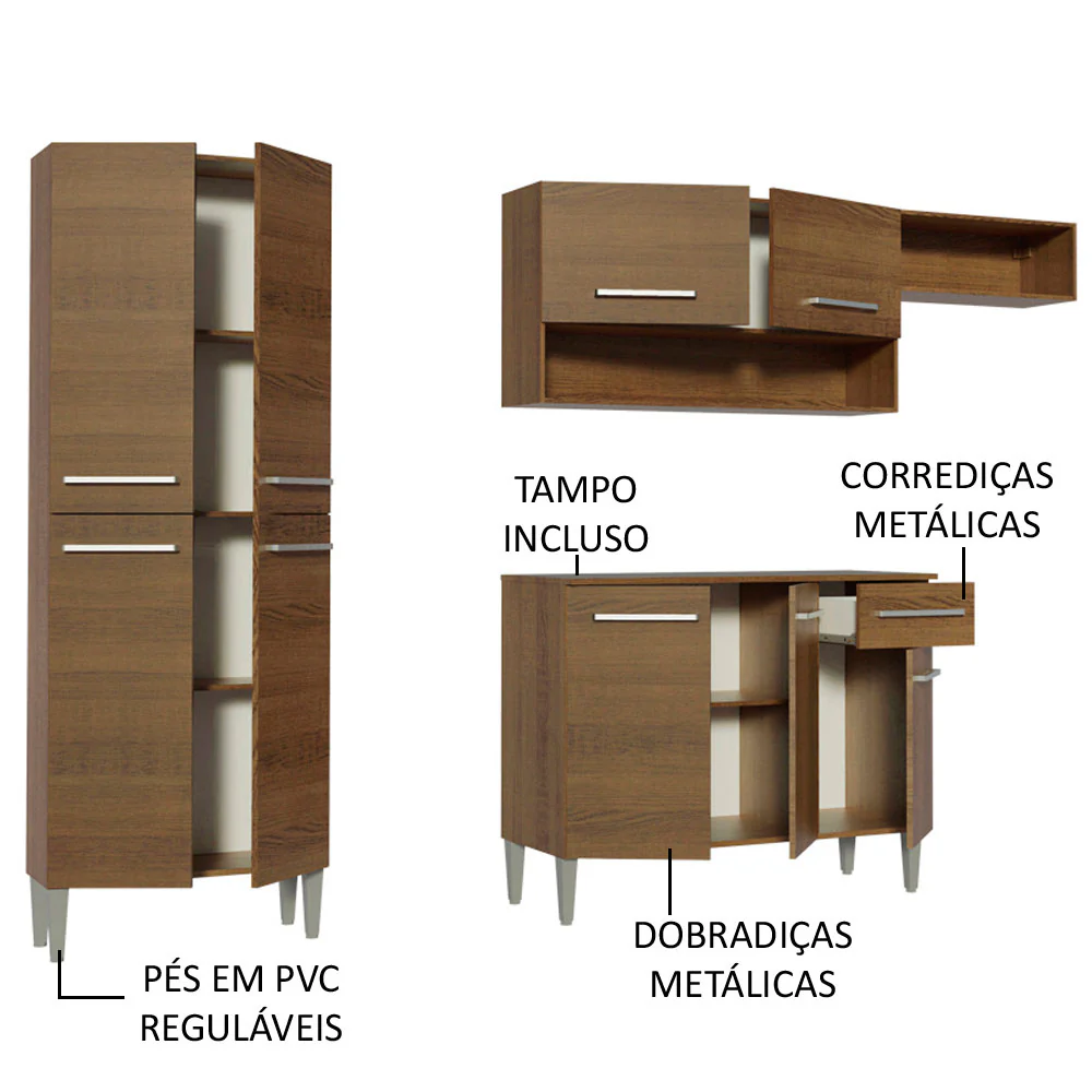 Armário de Cozinha Compacta Rustic Emilly Top Madesa - Image 4