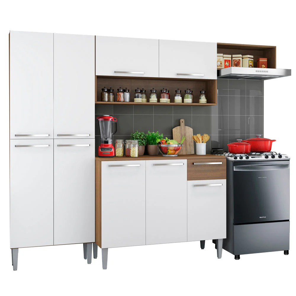 Armário de Cozinha Compacta Rustic/Branco Emilly Top Madesa - Image 2