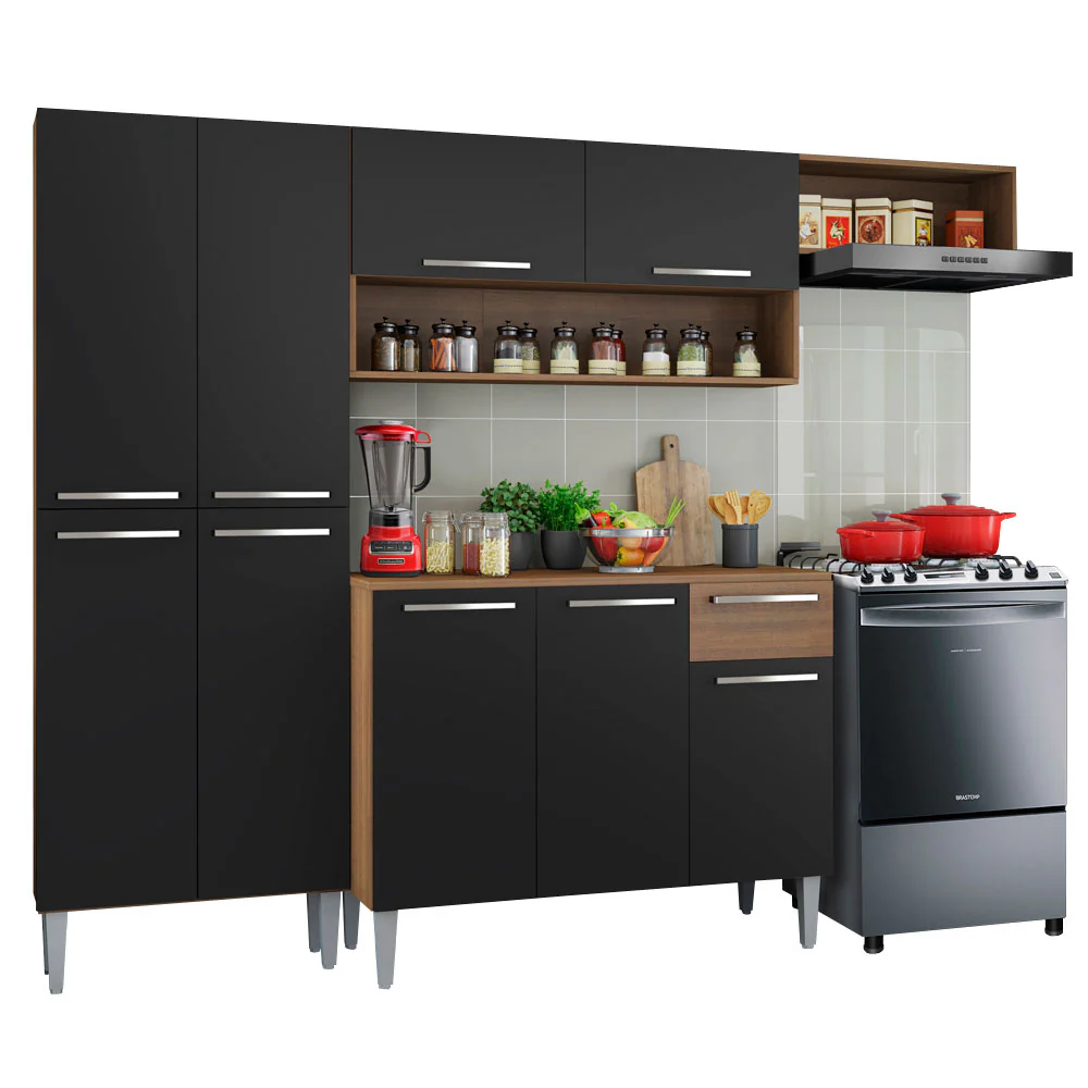 Armário de Cozinha Compacta Rustic/Preto Emilly Top Madesa - Image 2
