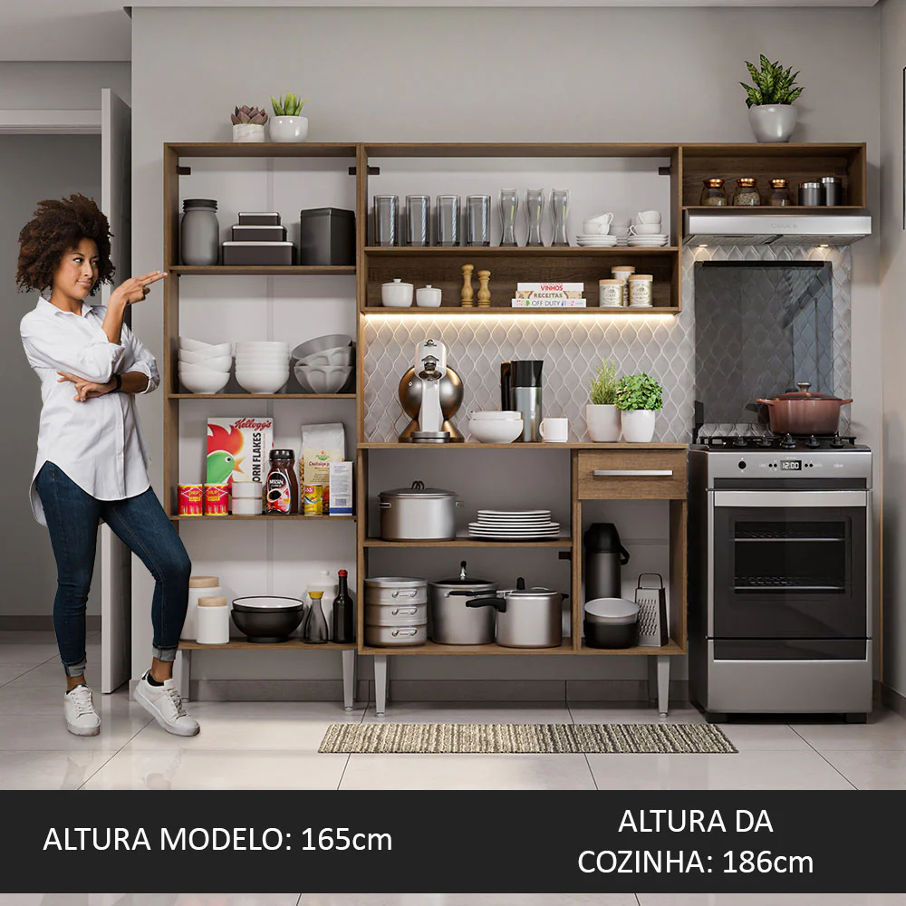 Armário de Cozinha Compacta Rustic/Preto Emilly Top Madesa - Image 5