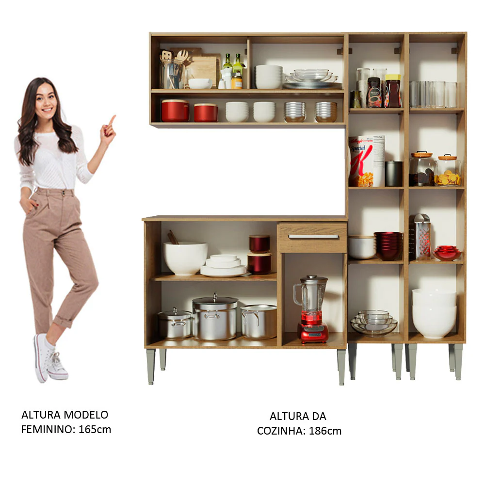 Armário de Cozinha Compacta 169cm Rustic Emilly Winter Madesa 08 - Image 5