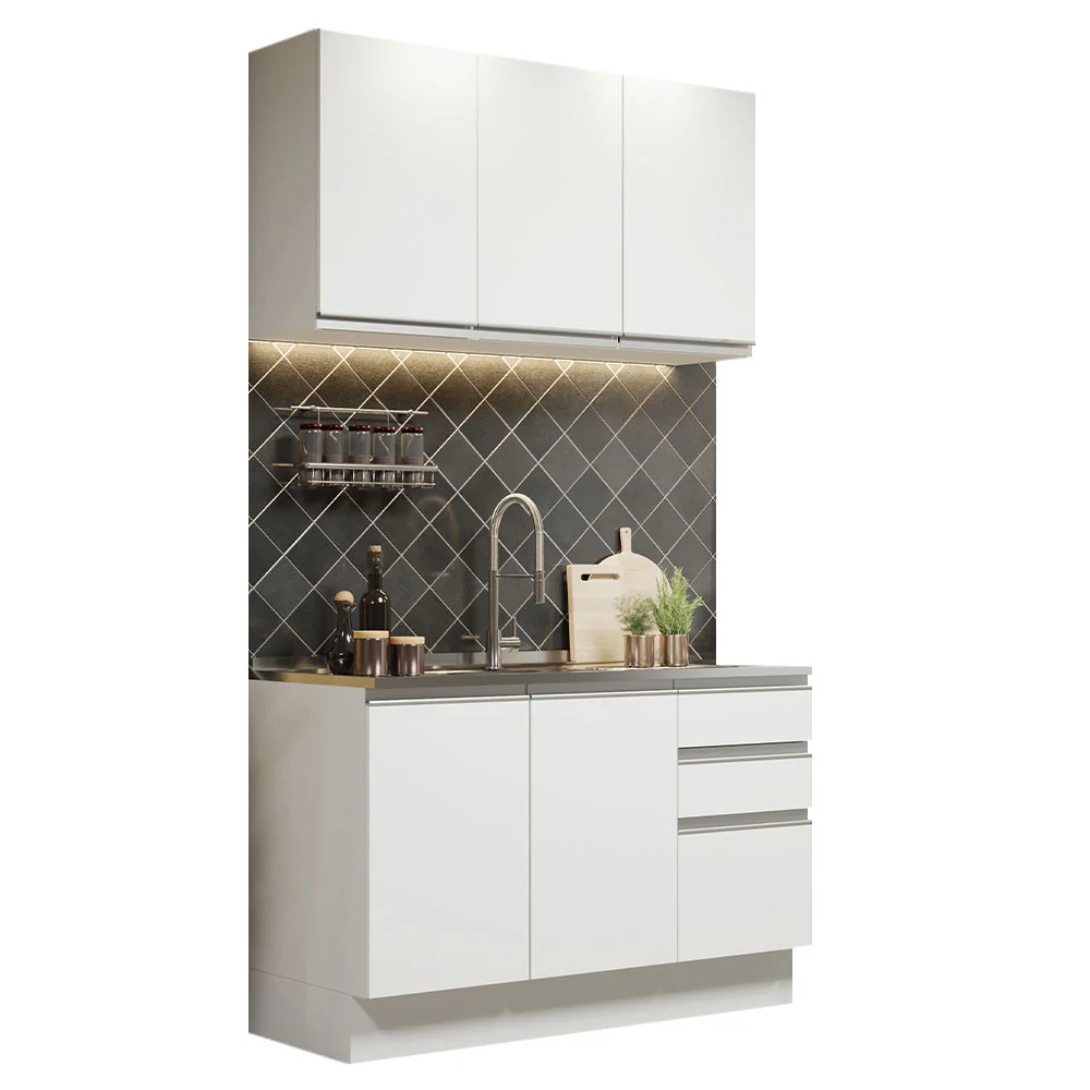 Armário de Cozinha Compacta 120cm Branco Glamy Madesa 01 - Image 2
