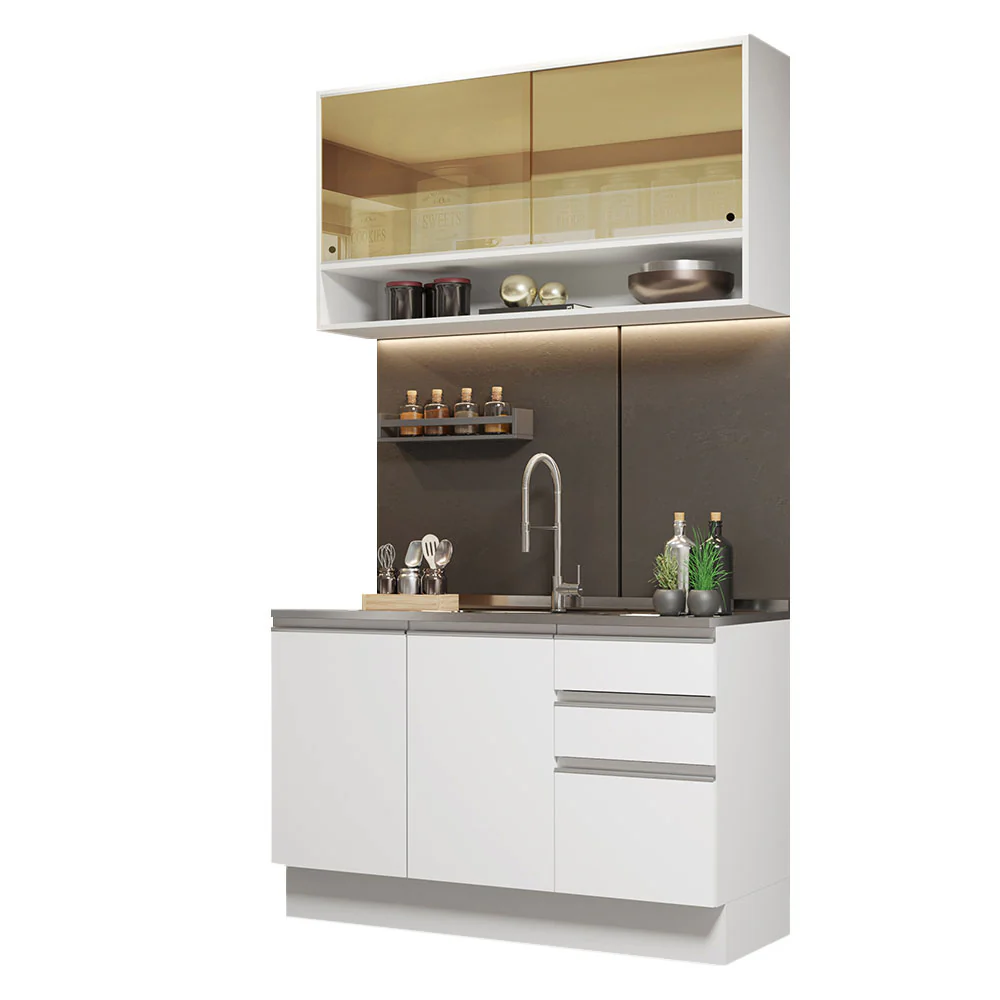 Armário de Cozinha Compacta 120cm Branco Glamy Madesa 02 - Image 2