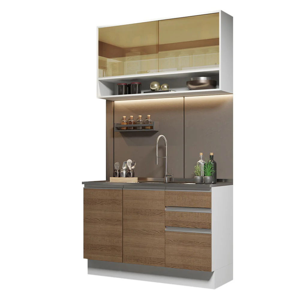 Armário de Cozinha Compacta 120cm Branco/Rustic Glamy Madesa 02 - Image 2