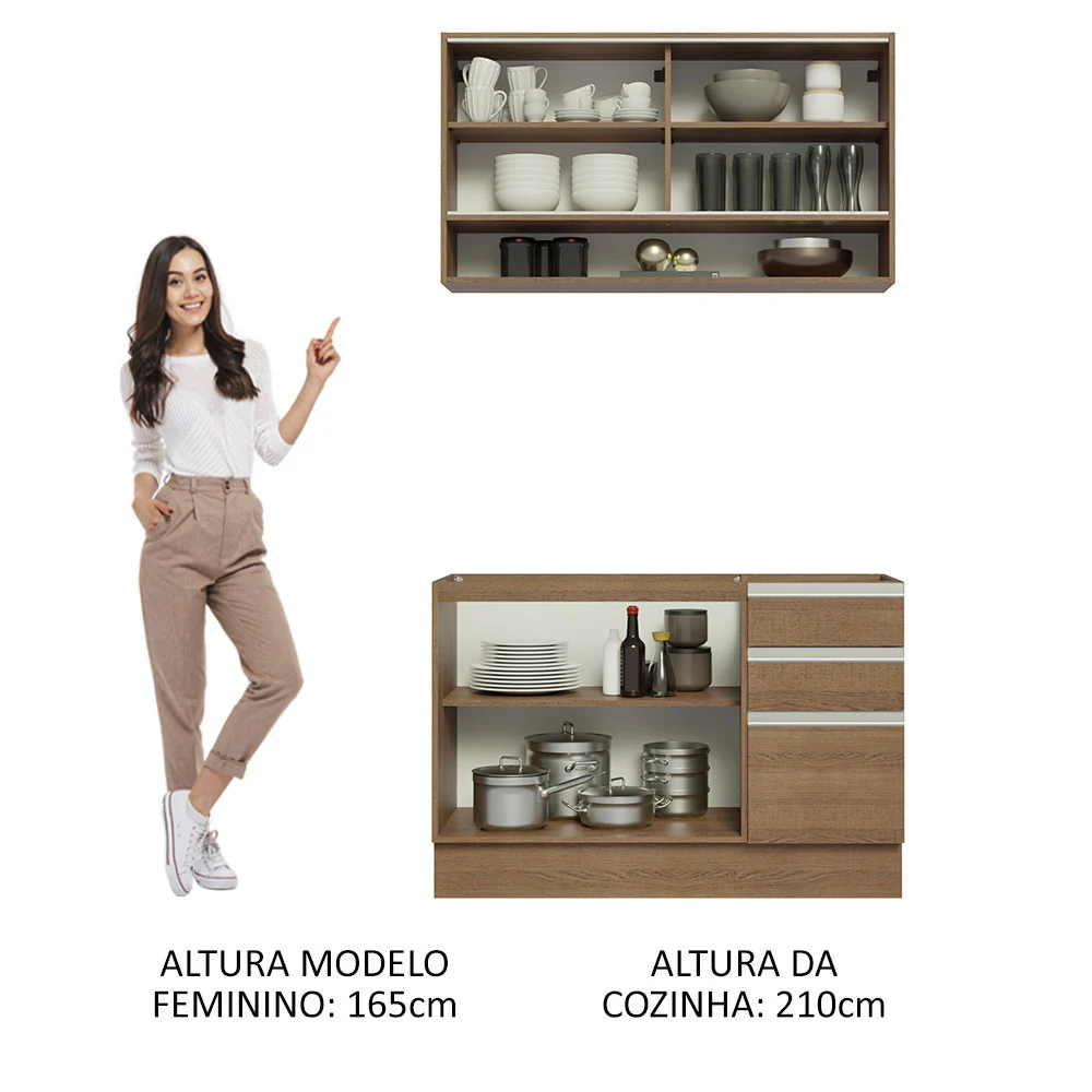 Armário de Cozinha Compacta 120cm Rustic Glamy Madesa 02 - Image 5
