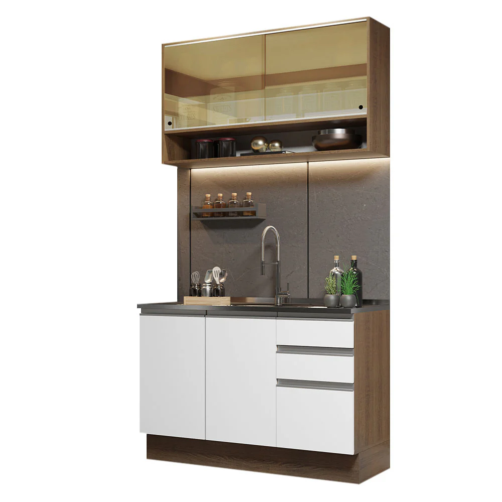 Armário de Cozinha Compacta 120cm Rustic/Branco Glamy Madesa 02 - Image 2