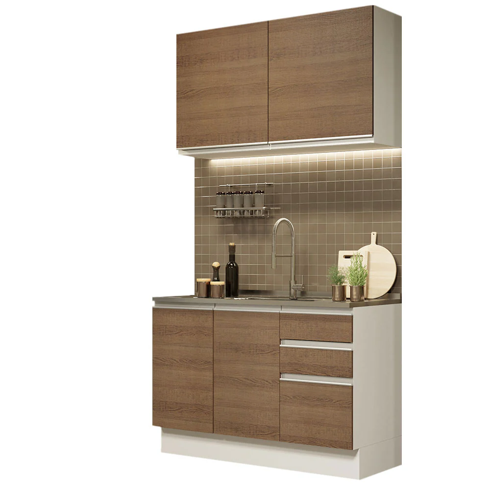Armário de Cozinha Compacta 120cm Branco/Rustic Glamy Madesa 03 - Image 2