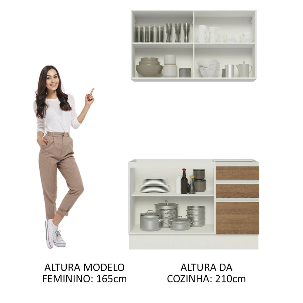 Armário de Cozinha Compacta 120cm Branco/Rustic Glamy Madesa 03 - Image 5