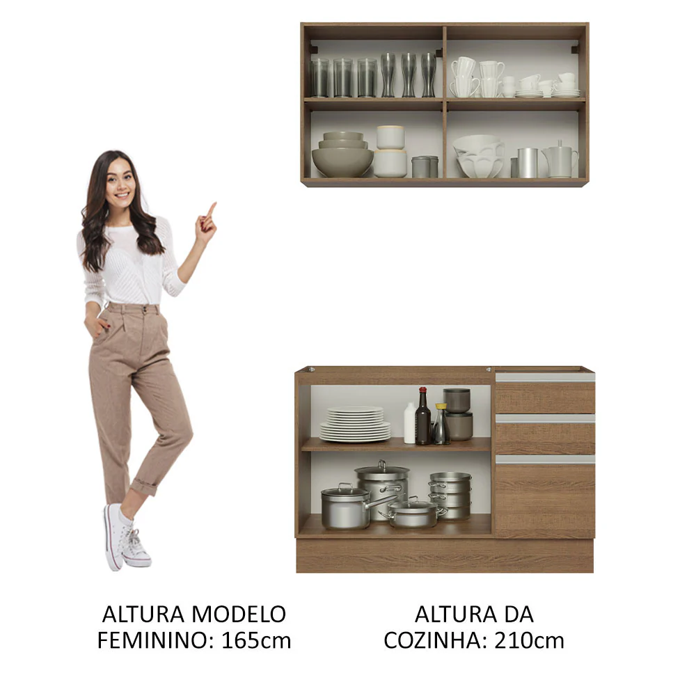 Armário de Cozinha Compacta 120cm Rustic Glamy Madesa 03 - Image 5