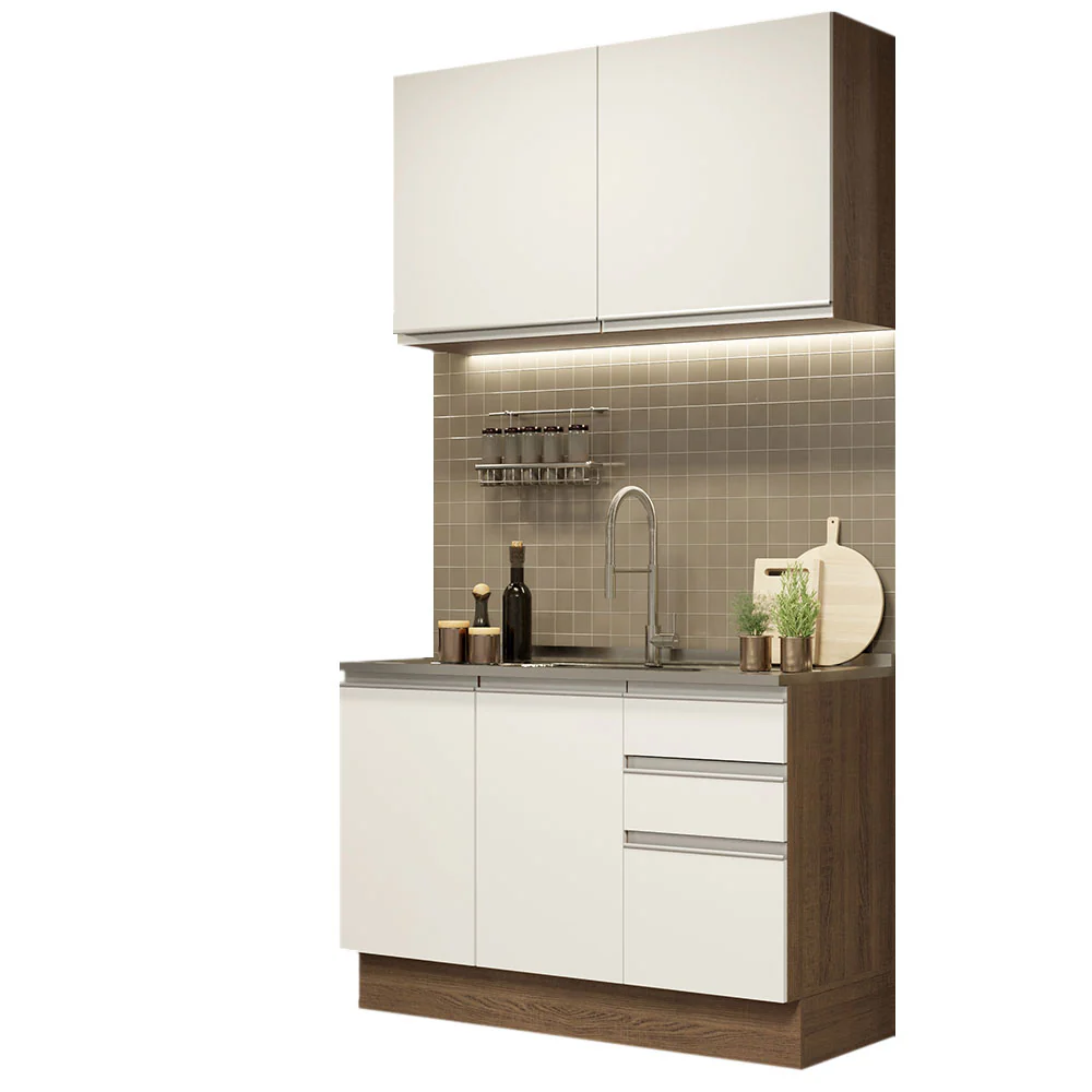 Armário de Cozinha Compacta 120cm Rustic/Branco Glamy Madesa 03 - Image 2