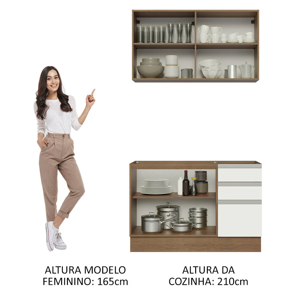 Armário de Cozinha Compacta 120cm Rustic/Branco Glamy Madesa 03 - Image 5