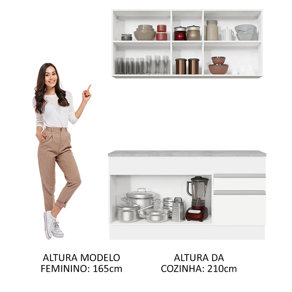 Armário de Cozinha Compacta 150cm Branco Glamy Madesa 01 - Image 4