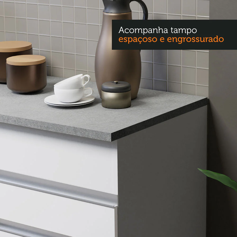 Armário de Cozinha Compacta 150cm Branco Glamy Madesa 01 - Image 5