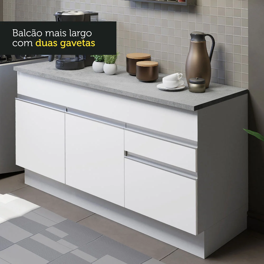 Armário de Cozinha Compacta 150cm Branco Glamy Madesa 01 - Image 6