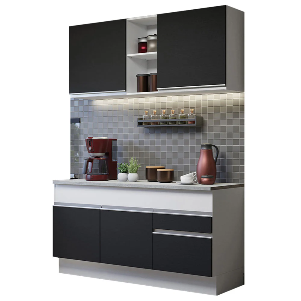 Armário de Cozinha Compacta 150cm Branco/Preto Glamy Madesa 01 - Image 2