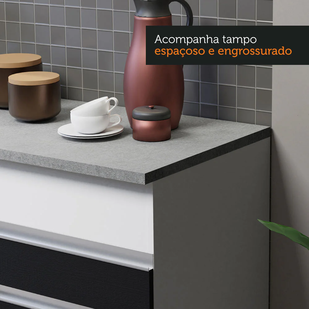 Armário de Cozinha Compacta 150cm Branco/Preto Glamy Madesa 01 - Image 6