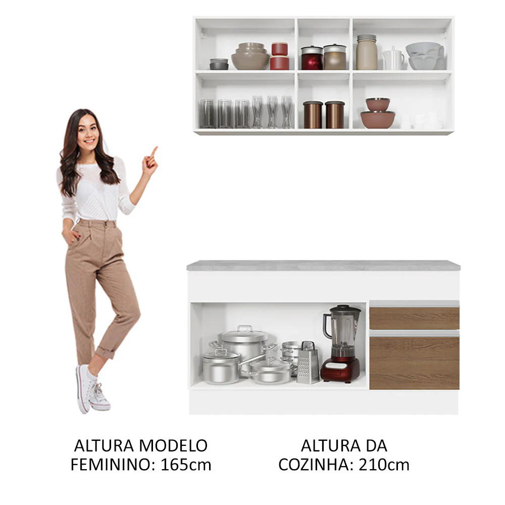 Armário de Cozinha Compacta 150cm Branco/Rustic Glamy Madesa 01 - Image 5