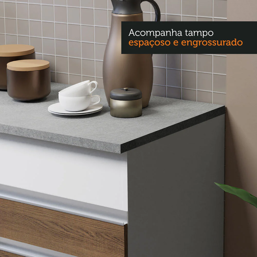 Armário de Cozinha Compacta 150cm Branco/Rustic Glamy Madesa 01 - Image 6
