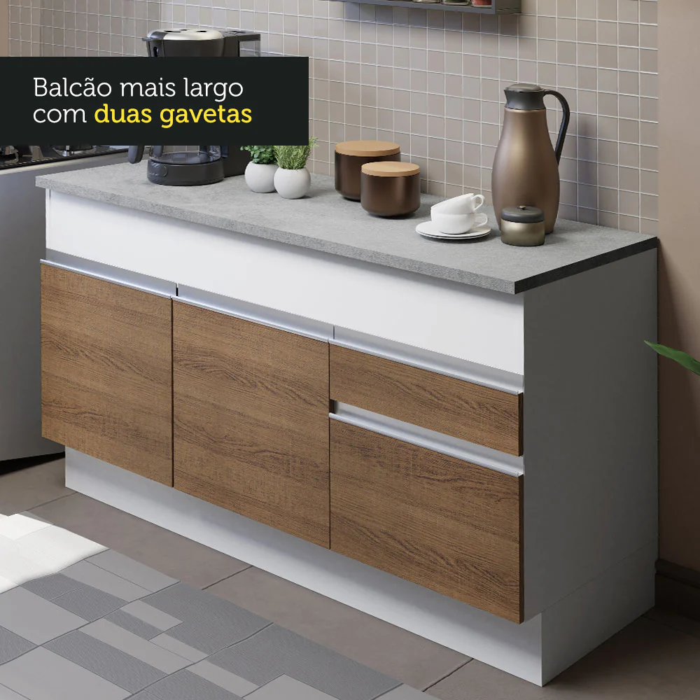Armário de Cozinha Compacta 150cm Branco/Rustic Glamy Madesa 01 - Image 7
