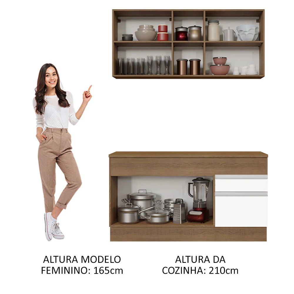 Armário de Cozinha Compacta 150cm Rustic/Branco Glamy Madesa 01 - Image 5