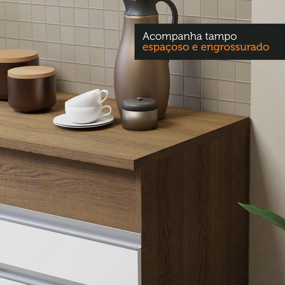 Armário de Cozinha Compacta 150cm Rustic/Branco Glamy Madesa 01 - Image 6
