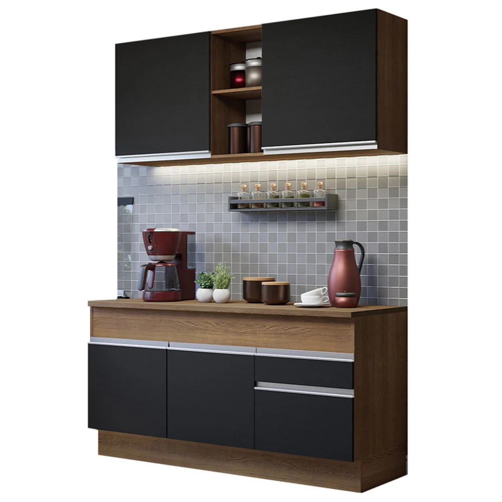 Armário de Cozinha Compacta 150cm Rustic/Preto Glamy Madesa 01 - Image 2