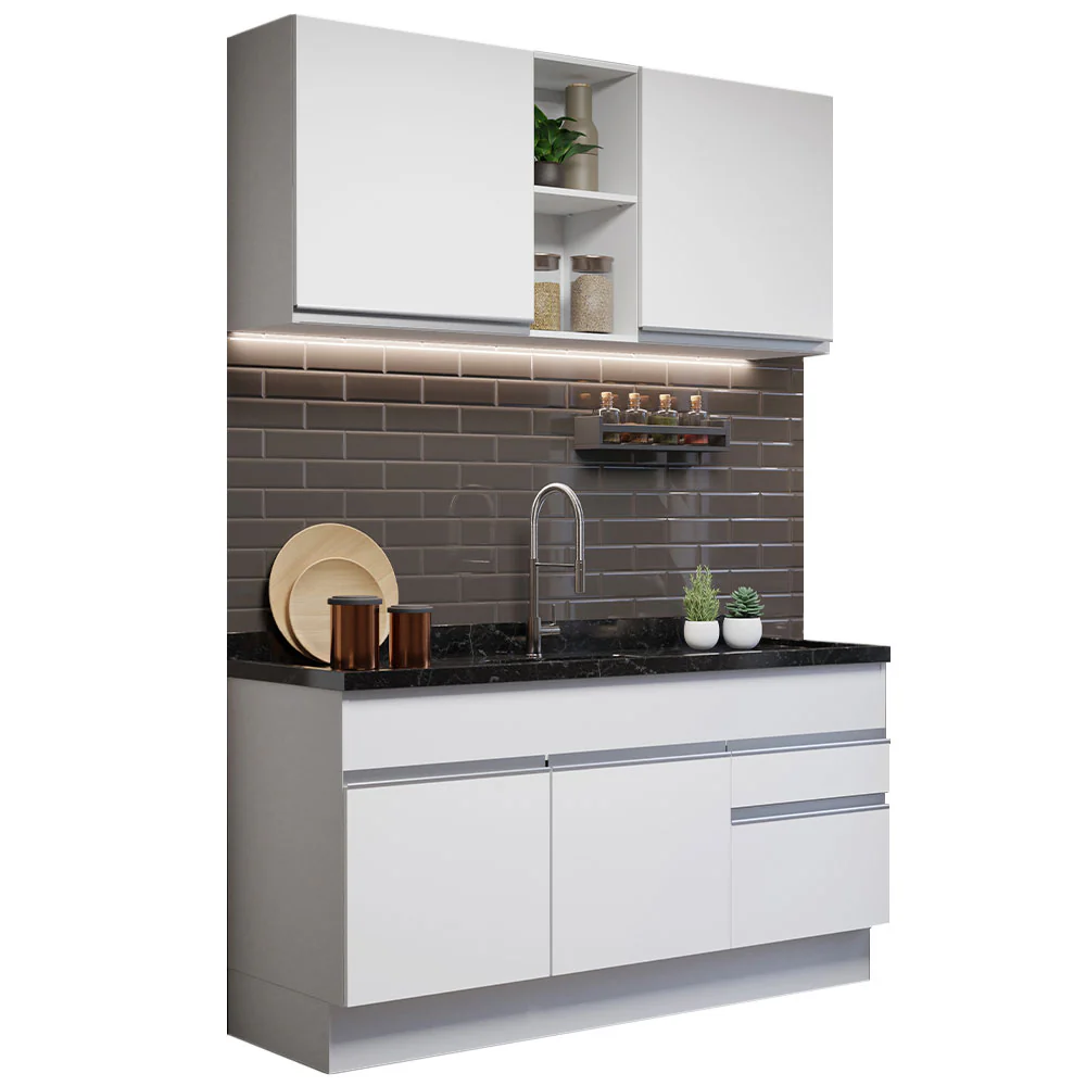Armário de Cozinha Compacta 150cm Branco Glamy Madesa 02 - Image 2