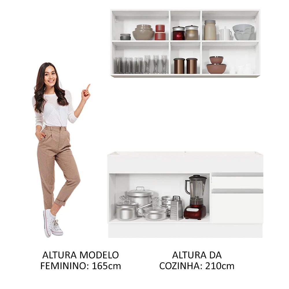 Armário de Cozinha Compacta 150cm Branco Glamy Madesa 02 - Image 5
