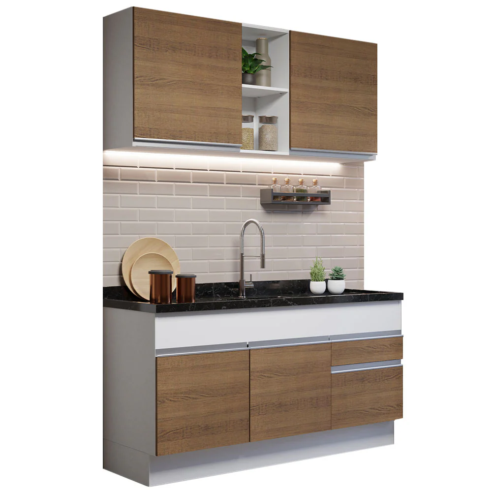 Armário de Cozinha Compacta 150cm Branco/Rustic Glamy Madesa 02 - Image 2